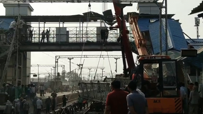 A huge bridge from the British era fell on the track while being removed