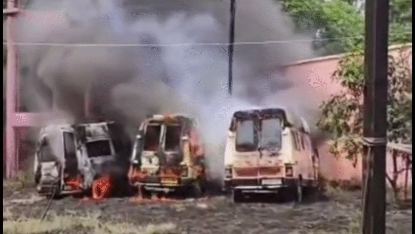 Fire In Three Ambulance