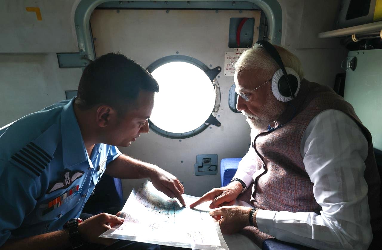 PM Modi conducts aerial survey of disaster-hit Himachal Pradesh