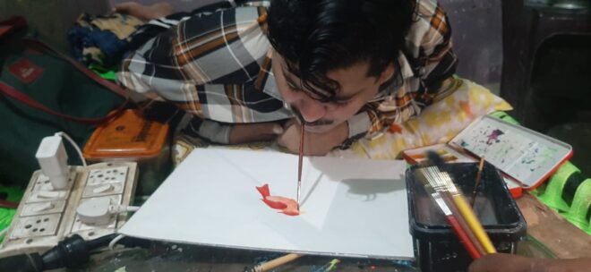 100% disabled in his hands and feet, Created 4,000 captivating paintings with his mouth, Salute to the spirit of this miraculous artist.