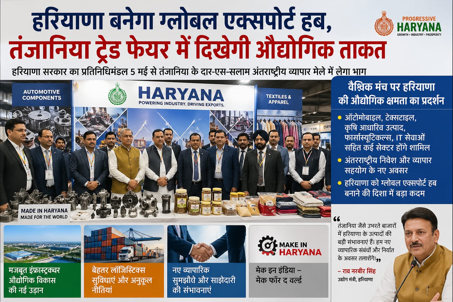 Haryana to become global export hub, Industrial strength to be showcased at Tanzania trade fair