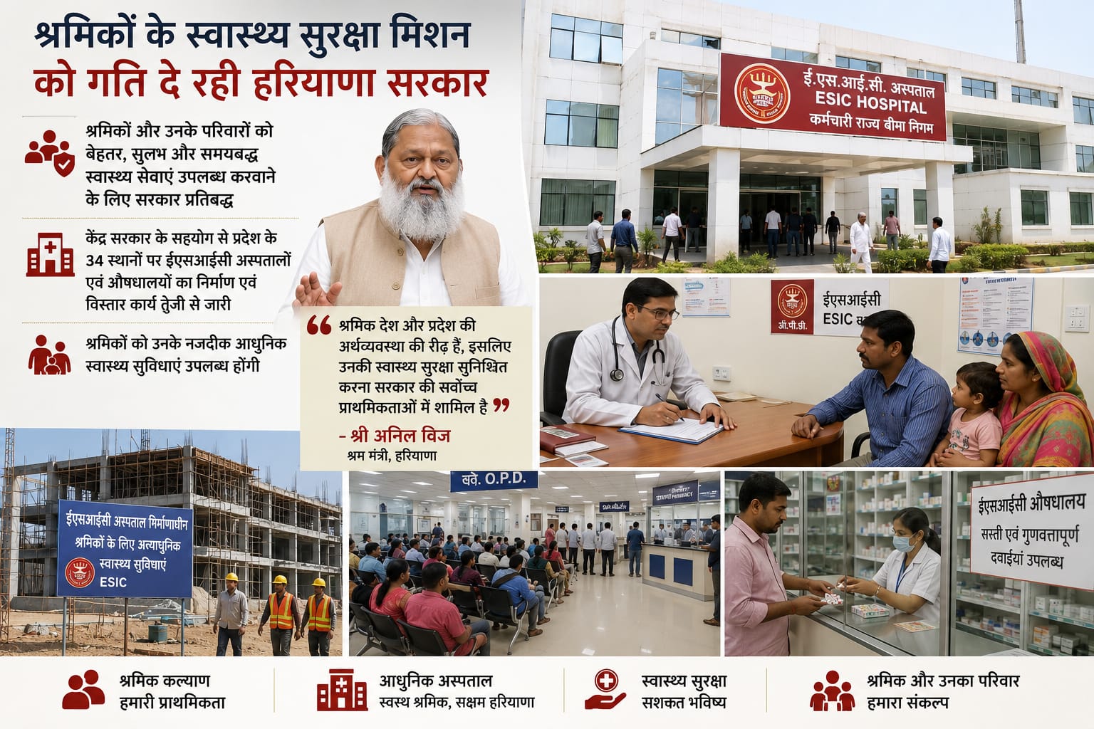 Haryana government is giving impetus to the health security mission of workers