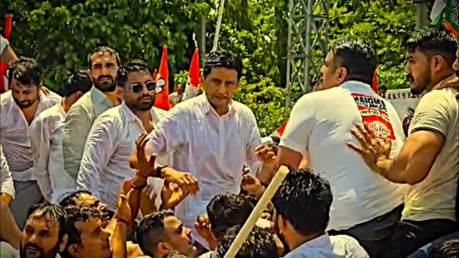Congress protests in Kurukshetra over NEET paper leak, Water cannons used on party workers trying to surround CM's residence