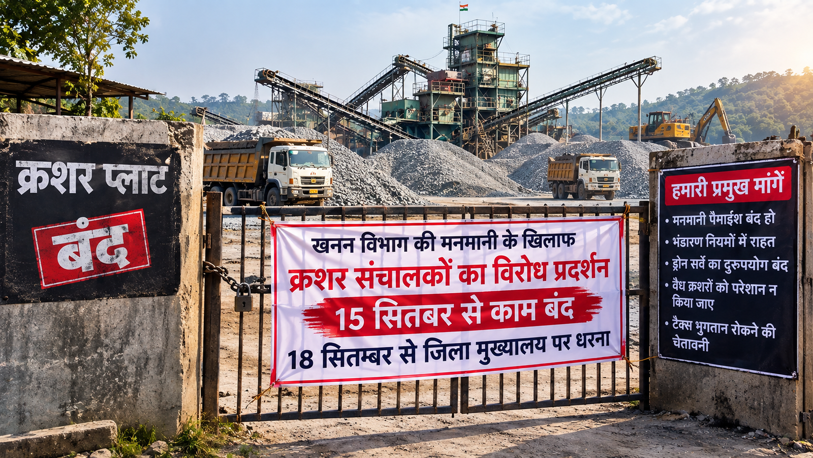 खनन विभाग से भिड़े सहारनपुर के क्रशर कारोबारी, आधी रात से काम बंद; 18 सितंबर से धरना, टैक्स भुगतान रोकने का ऐलान