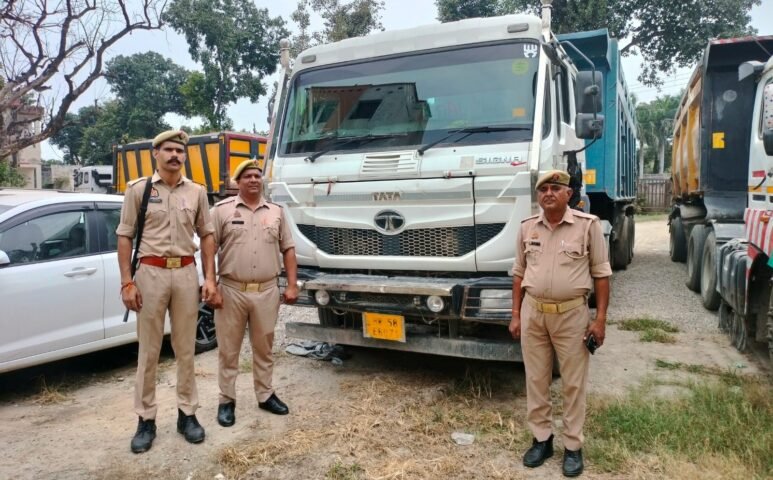 चिलकाना पुलिस की बड़ी कार्रवाई: बिना रॉयल्टी और ओवरलोड खनन सामग्री ले जा रहे 3 डंपर सीज