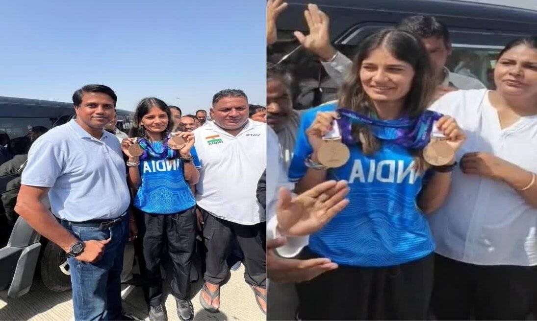 Meerut's daughter returns with a medal from Japan; a massive crowd turns out to welcome Parul Chaudhary.